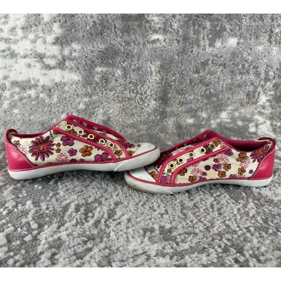 Coach Sz 7 Barret Poppy Floral Canvas Sneakers Pink & White Preppy Shoes - Picture 6 of 9
